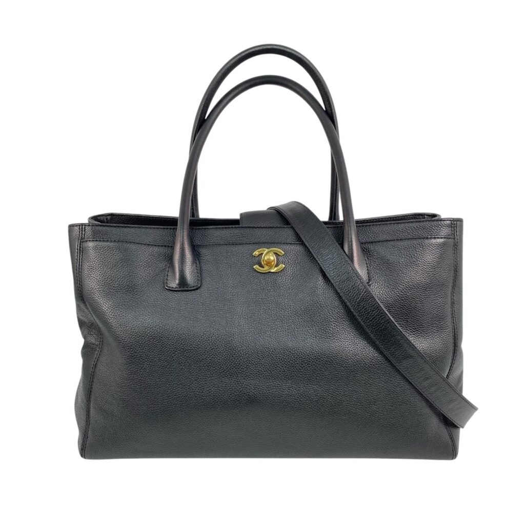 △ CHANEL 香奈兒 Black Calfskin Gold Tone Metal Executive Cerf No.12 2 way bag 黑色小牛皮金色金屬No.12兩用袋-267019274